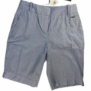 Tahari Womens Blue White Striped Bermuda Shorts NWT Size 8